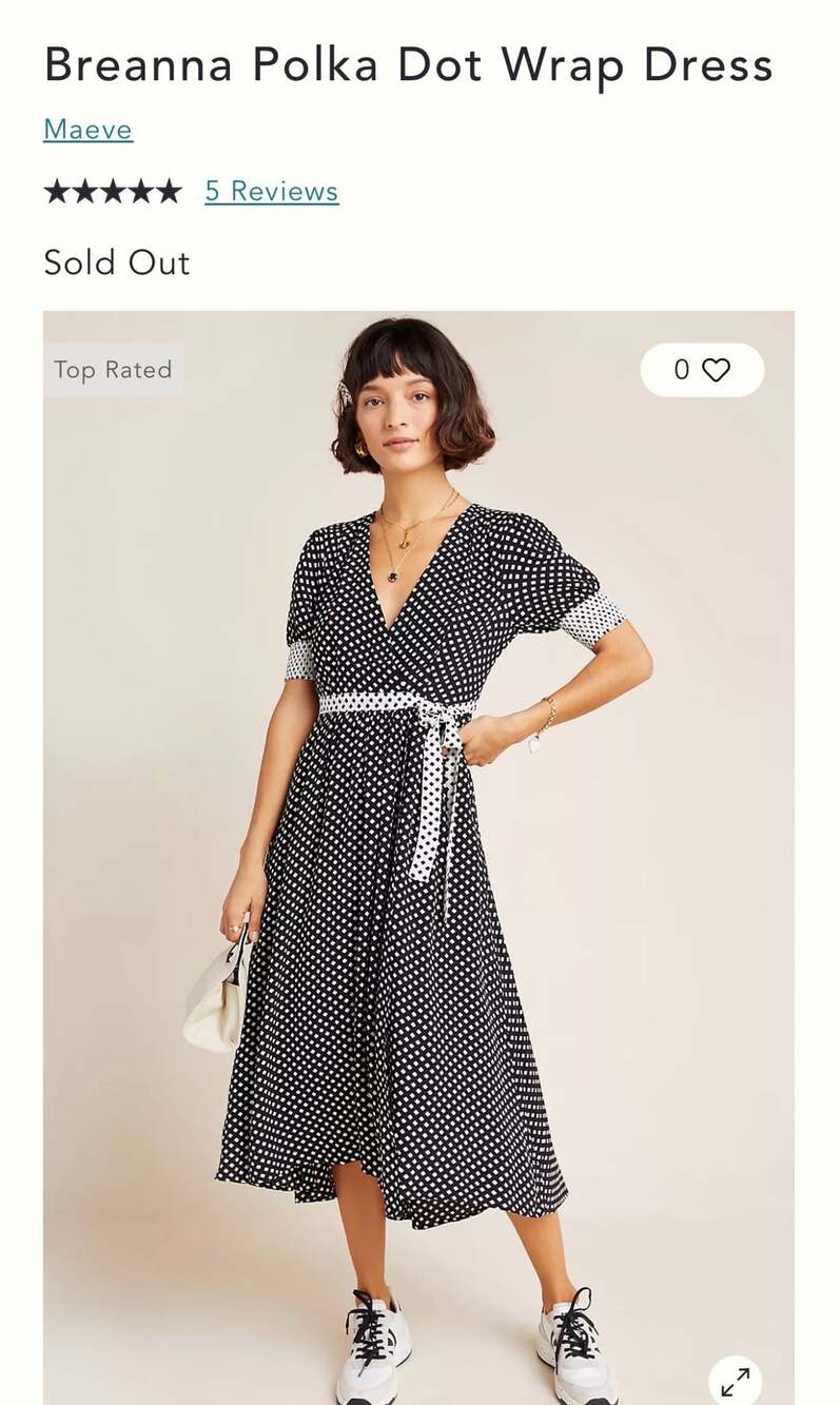 Anthropologie Maeve Breanna Geometric Polka Dot Midi Wrap Dress size 6